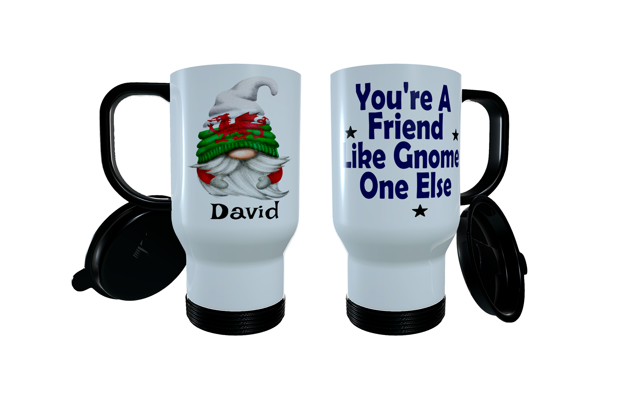 Patriotic Gnome Travel Mug, Wales Gnome, Daffodil Coffee Mug